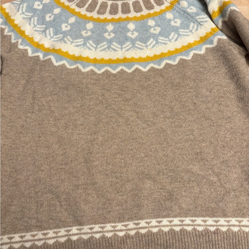 Cozy Crew Neck Fair Isle Sweater Merino Wool